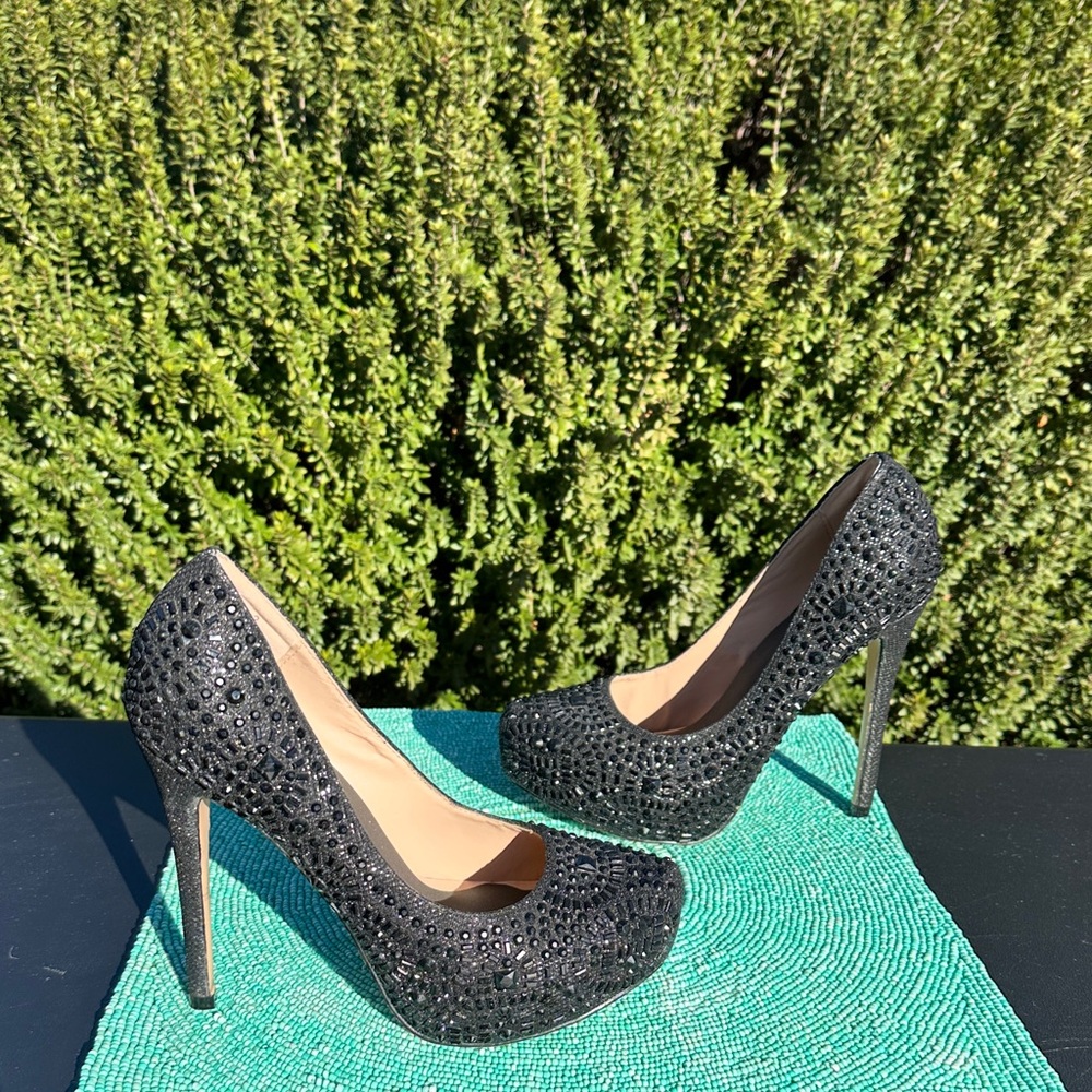 Lauren Lorraine VANNA-2 Glitter-Rhinestone Stiletto Pumps Size 6-used few times